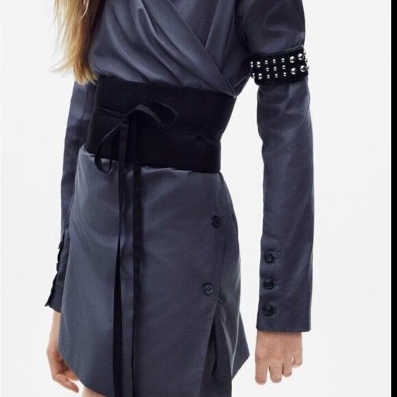 ZARA Gray SILK BLEND SASH KIMONO DRESS LIMITED EDITION Size XS-Small - Picture 3 of 7